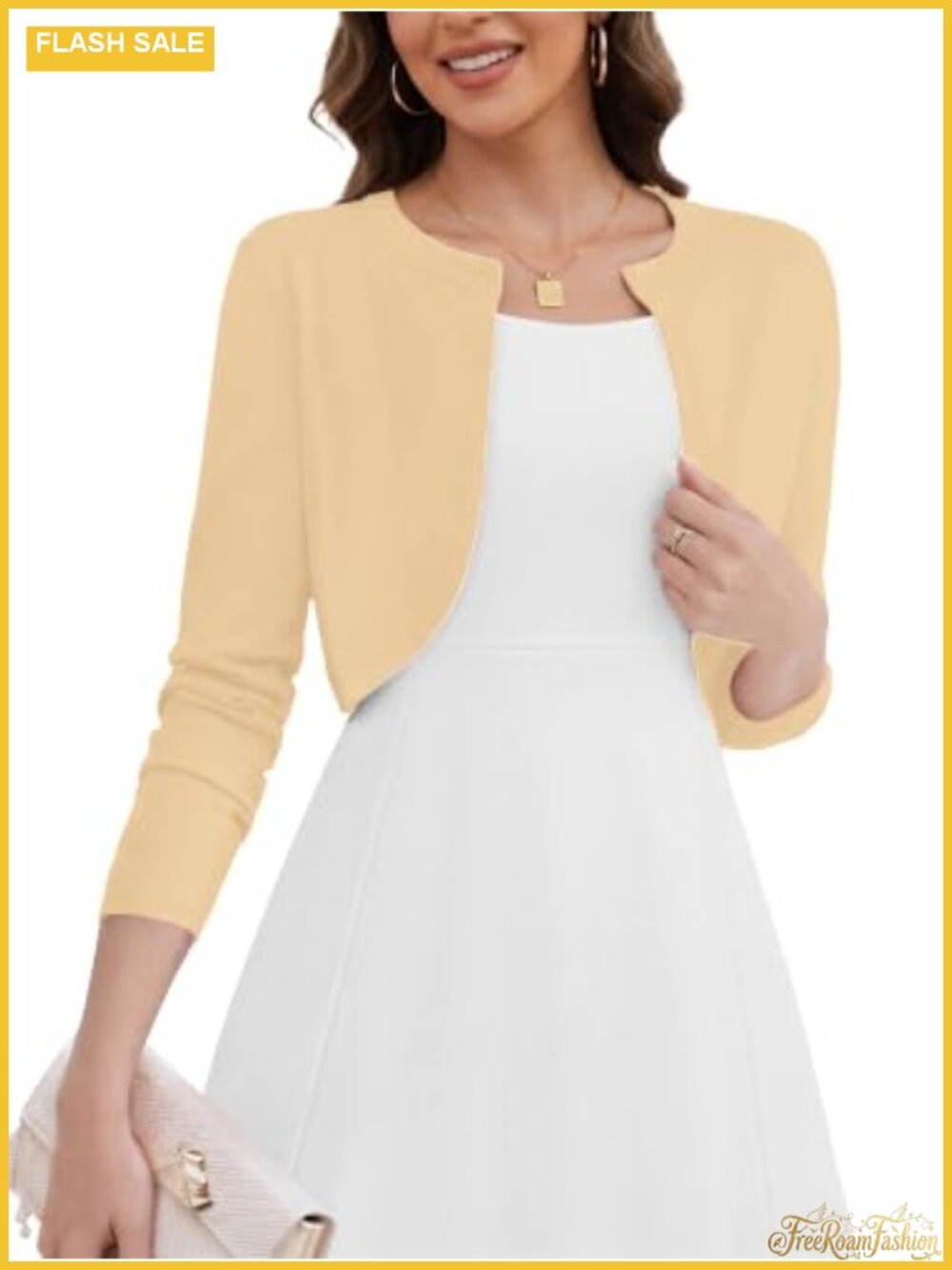 Cropped Long Sleeve Knit Bolero Shrug Cardigan Cover Up for Women, Button Front